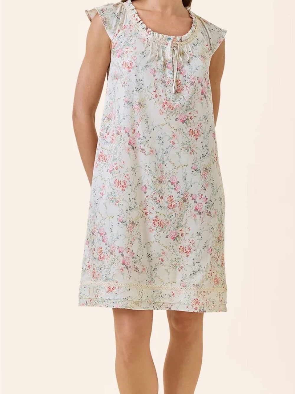 Papinelle Yolly Flutter Lace Nightgown Size Large Cotton